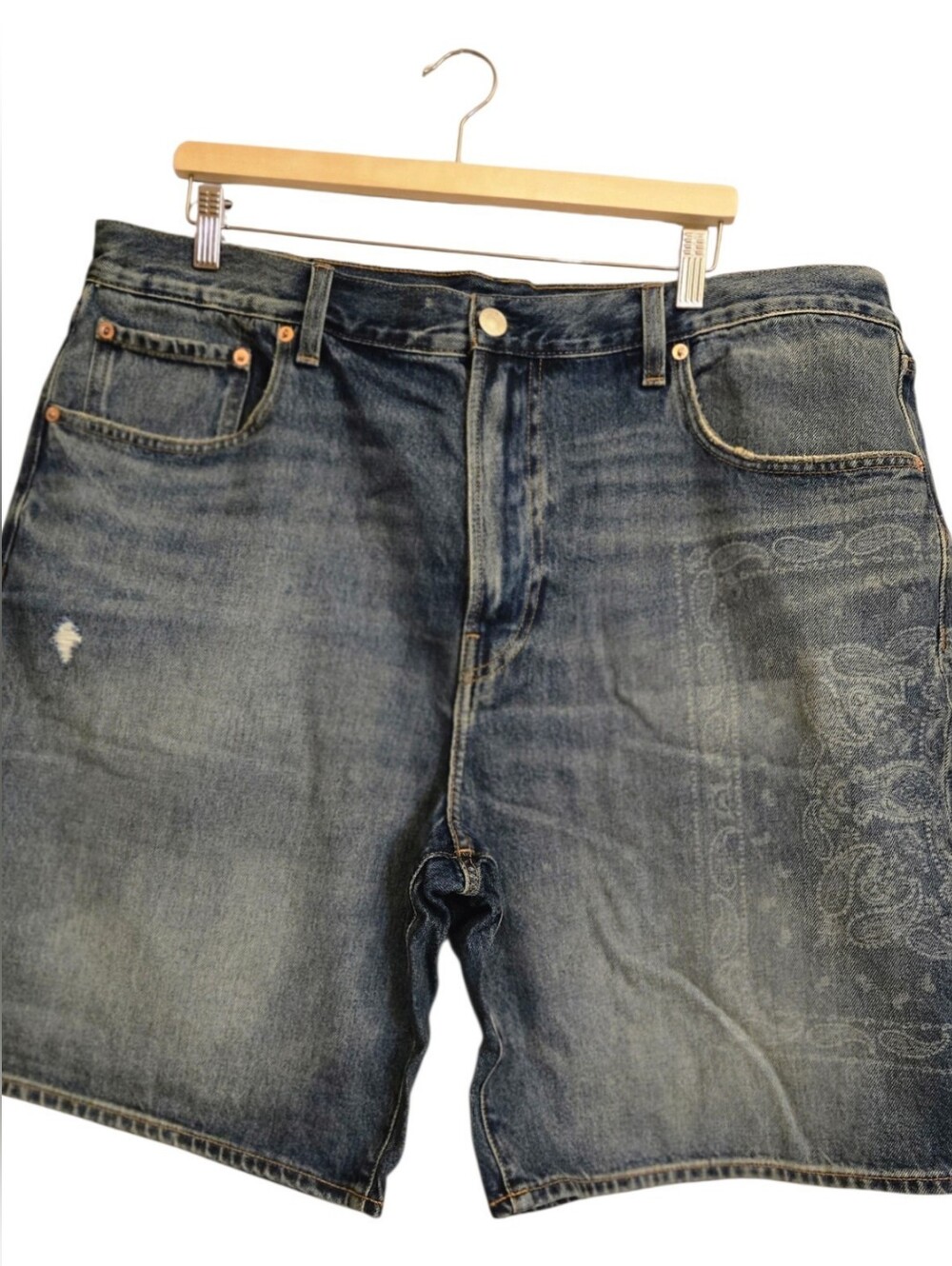 American Eagle Men's Blue Denim Shorts - Casual Washed Look Size 40 NWT